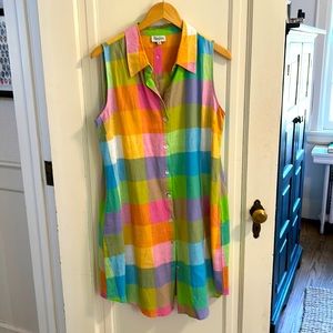 Toofan Linen Dress- Madras Plaid with pockets